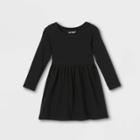 Toddler Girls' Solid Knit Long Sleeve Dress - Cat & Jack Black