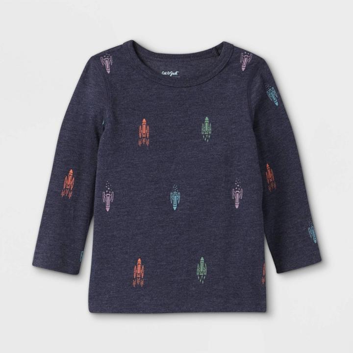 Toddler Boys' Adaptive Rockets Long Sleeve Graphic T-shirt - Cat & Jack Navy