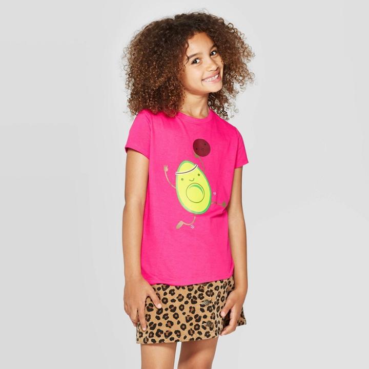 Girls' Short Sleeve Avocado Graphic T-shirt - Cat & Jack Dark Pink