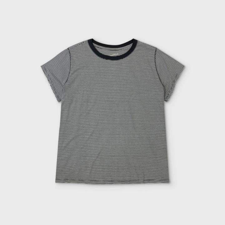 Women's Plus Size Striped Short Sleeve T-shirt - Universal Thread Gray 1x, Women's,