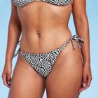 Women's Side-tie Adjustable Coverage Ultra High Leg Bikini Bottom - Wild Fable Black & White Check Print