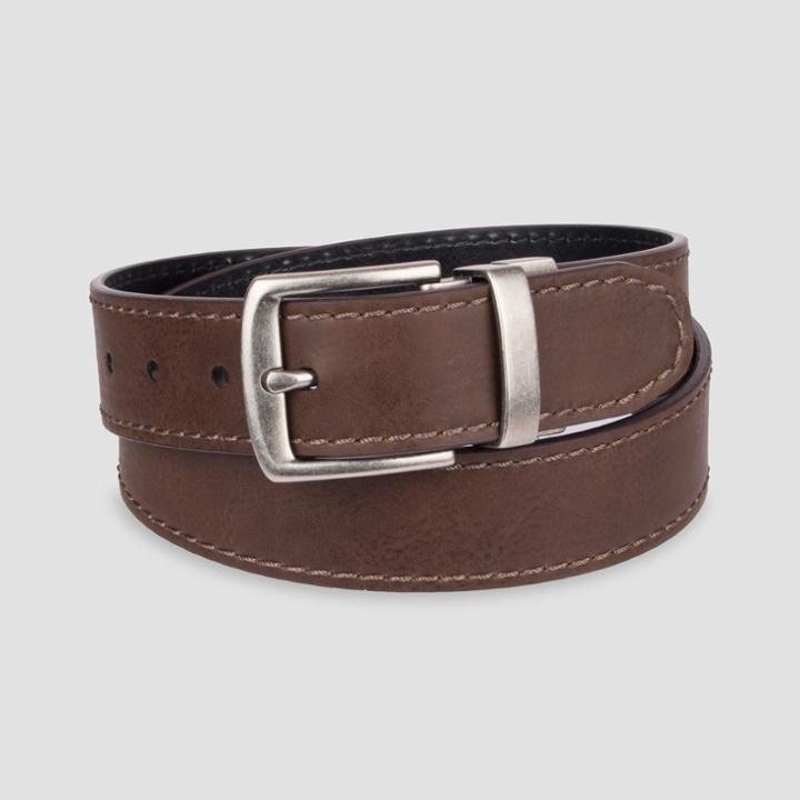 Denizen From Levi's Men's 38mm Cut Edge Reversible Double Needle Perf Belt - Tan