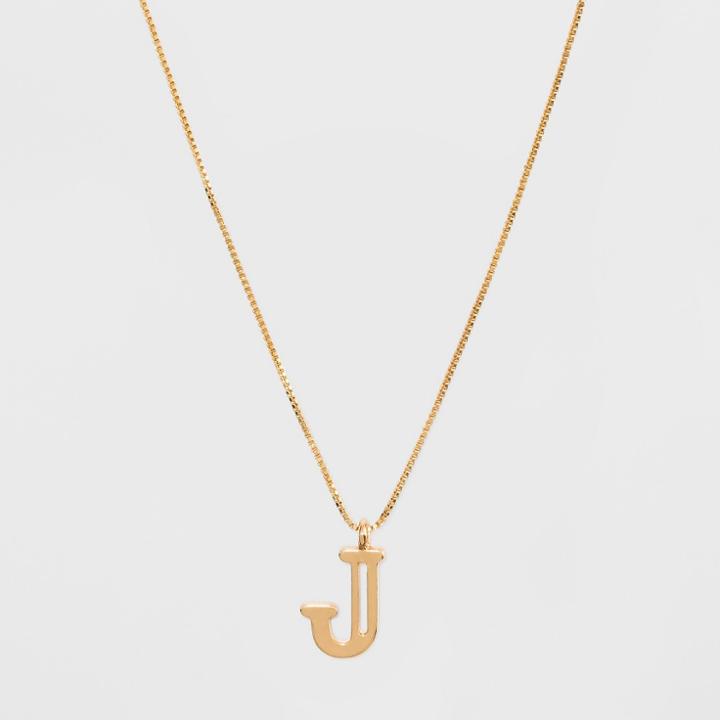 Gold Plated Initial J Pendant Necklace - A New Day Gold, Gold - J