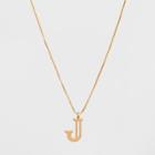 Gold Plated Initial J Pendant Necklace - A New Day Gold, Gold - J