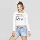 New World Sales Women's Long Sleeve No Doubt Cropped Graphic T-shirt (juniors') - White