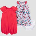 Baby Girls' 2pk Floral Romper Dress Set - Just One You Made By Carter's Red Newborn, Girl's