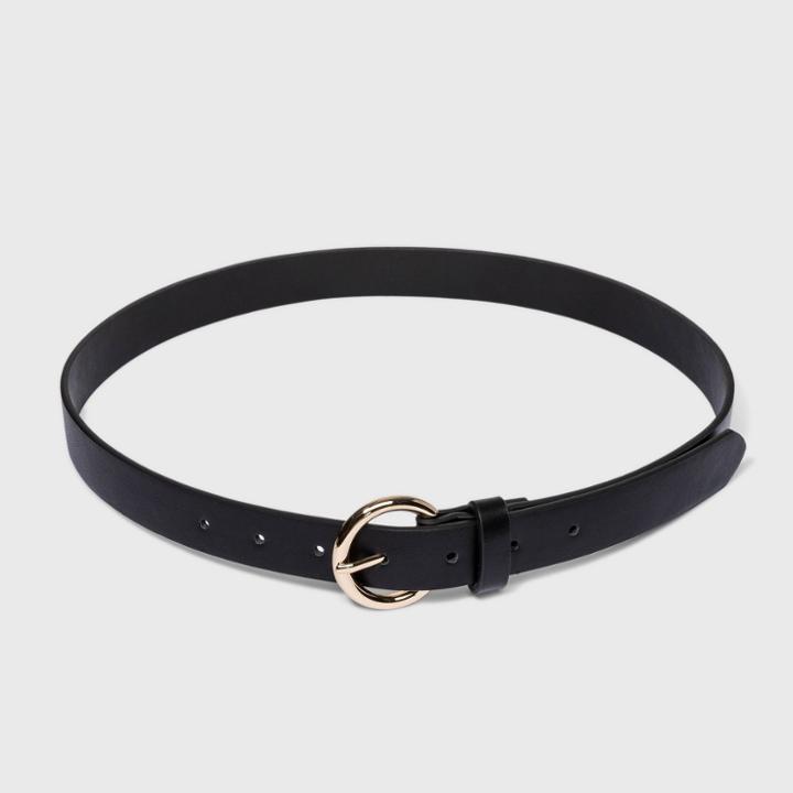 Women's Round Buckle Belt - A New Day Black