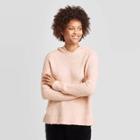 Women's Casual Fit Long Sleeve V-neck Hoodie Pullover Sweater - A New Day Blush
