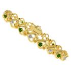 Target 0.01 Ct.t.w Round Cut Diamond Accent Emerald Heart Design Prong Set Bracelet 18k Gold Plated (7.25), Green/gold