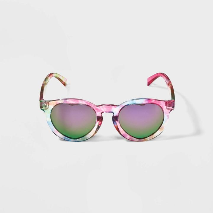 Girls' Crystal Tie-dye Printed Round Sunglasses - Cat & Jack , One Color