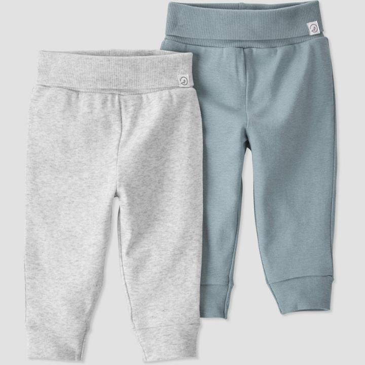 Baby 2pk Organic Cotton Pants - Little Planet By Carter's Gray/blue Newborn