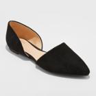 Women's Rebecca Microsuede Wide Width Pointed Two Piece Ballet Flats - A New Day Black 6w,