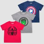 Toddler Boys' Disney Marvel Avengers 3pk Short Sleeve T-shirts - Red/blue/gray 12m,