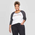 Modern Lux Women's Dog Mom Raglan 3/4 Sleeve Plus Size Sweatshirt (juniors') - White/gray 3x, Women's,