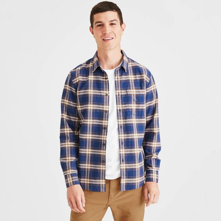Dockers Men's Plaid Long Sleeve Casual Woven Shirt - Blue