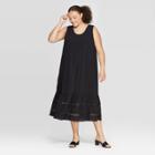 Women's Plus Size Sleeveless Scoop Neck Tie Back Summer Dress - Who What Wear Black