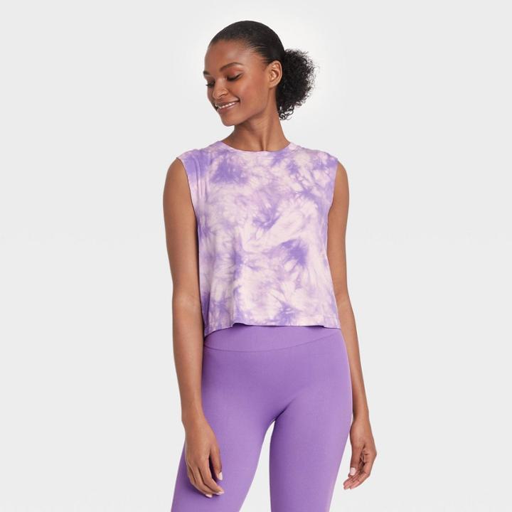 Women's Tie-dye Muscle Tank Top With Raw Edge - Joylab Purple
