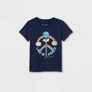 Mr. Men & Little Miss Toddler Boys' Mr. Men And Little Miss Live In Peach Short Sleeve Graphic T-shirt - Navy