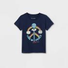 Mr. Men & Little Miss Toddler Boys' Mr. Men And Little Miss Live In Peach Short Sleeve Graphic T-shirt - Navy