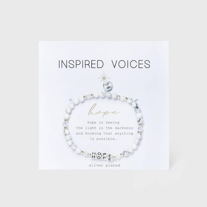 No Brand Silver Plated 'hope' Stretch Bracelet - White