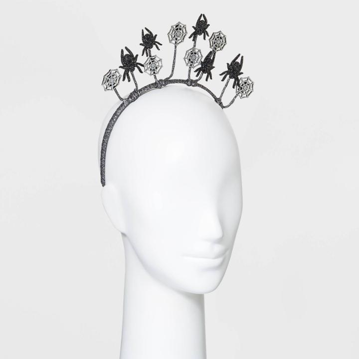 No Brand Glitter Spider And Cobweb Charm Headband