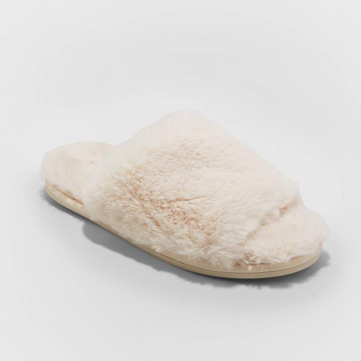 Women's Capri Faux Fur Slide Slippers - Stars Above Cream
