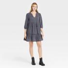 Women's Long Sleeve Peasant Shift Dress - Knox Rose Charcoal Gray