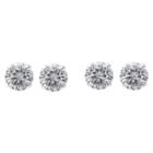 Journee Collection 1 1/2 Ct. T.w. Round-cut Cz Prong Set Stud Earrings Set In Sterling Silver - White/white, Girl's
