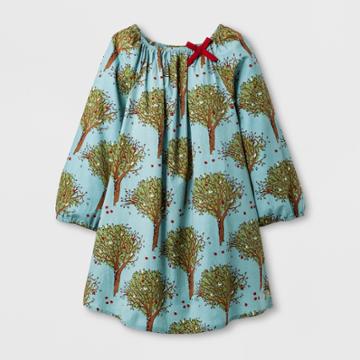 Happy By Pink Chicken Girls' Apple Tree Woven A Line Dress - Blue