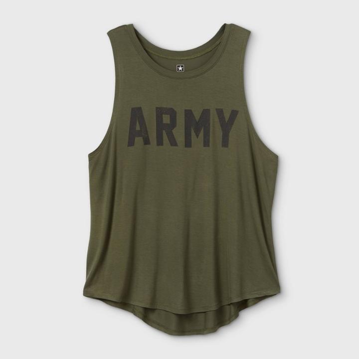 Women's Plus Size Army Star Graphic Tank Top - Grayson Threads (juniors') - Green