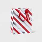 Large Diagonal Stripe Cub Gift Bag Red White & Silver - Wondershop