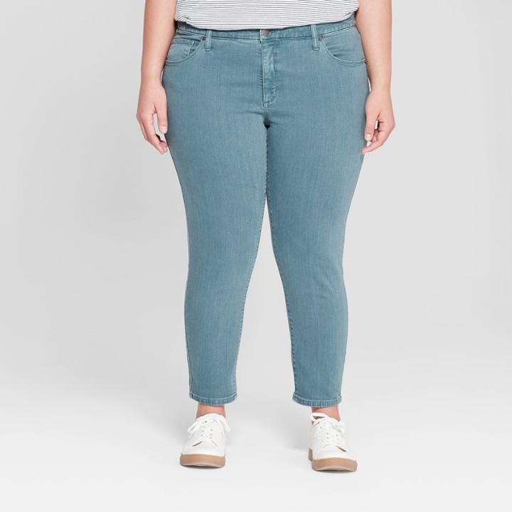 Women's Plus Size Skinny Crop Jeans - Universal Thread Green