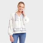 Women's Long Sleeve Embroidered Top - Knox Rose White