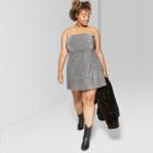 Women's Plus Size Strapless Knit Metallic Bodre Dress - Wild Fable Black/silver
