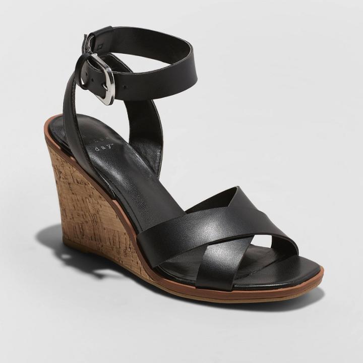Women's Mel Cork Wedges - A New Day Black