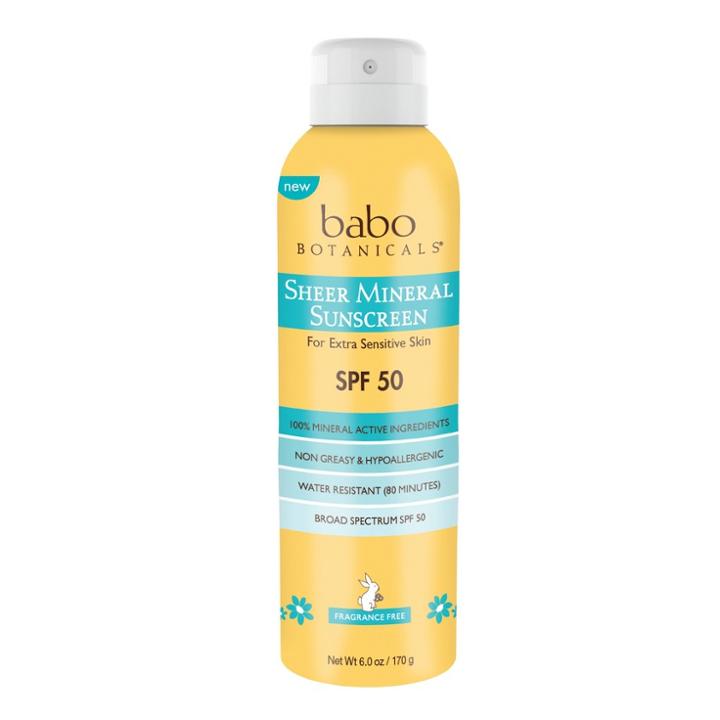 Babo Botanicals Sheer Mineral Sensitive Sunscreen Spray - Spf