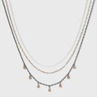 Oval Chain And Faceted Charm Layered Necklace Set 3pc - Universal Thread