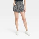 Women's High-rise Linen Pull-on Shorts - A New Day Black Abstract