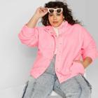 Women's Plus Size Snap Up Sherpa Jacket - Wild Fable Pink 1x, Women's,