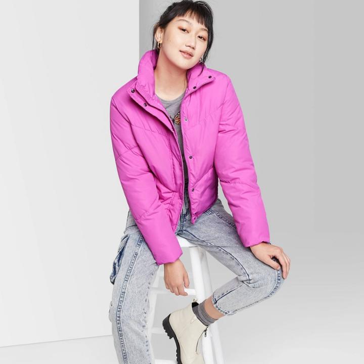 Women's Cropped Retro Puffer Jacket - Wild Fable Purple