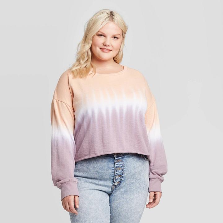 Women's Plus Size Cropped Sweatshirt - Grayson Threads (juniors') - Orange/black Wash 1x, Women's, Size: