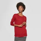 Women's Crew Neck Luxe Pullover Sweater - A New Day Dark Red