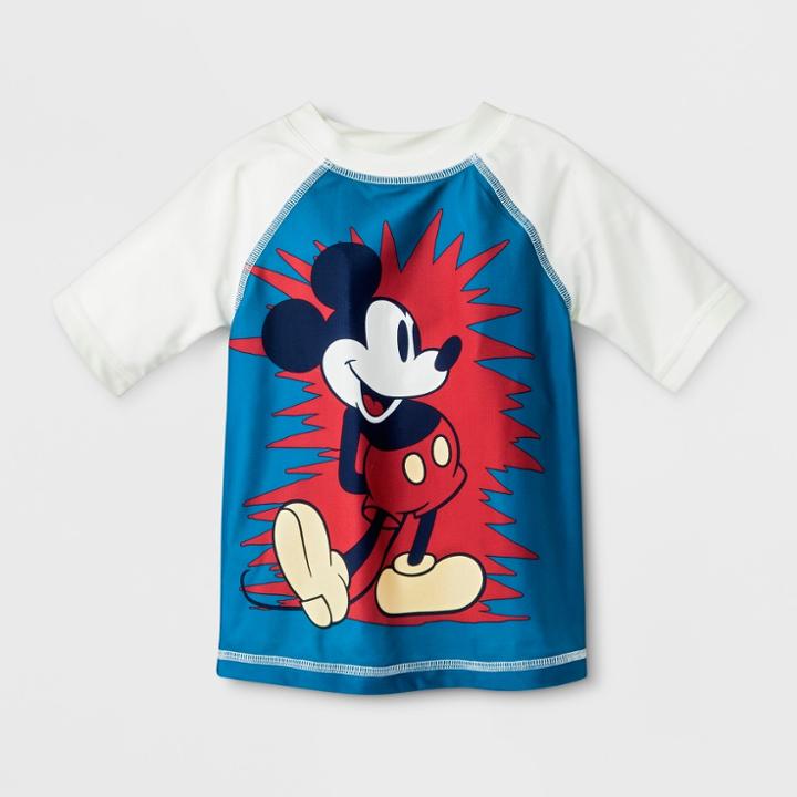Junk Food Toddler Boys' Disney Mickey Mouse Rash Guard - Blue