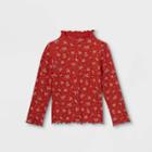 Toddler Girls' Rib Mock Neck Long Sleeve T-shirt - Art Class Brown