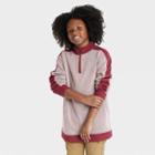 Boys' Ribbed Quarter Zip Sweatshirt - Cat & Jack Cream/burgundy