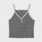 Women's Plus Size Striped Button Detail Tank Top - Wild Fable Black/gray 1x, Women's,