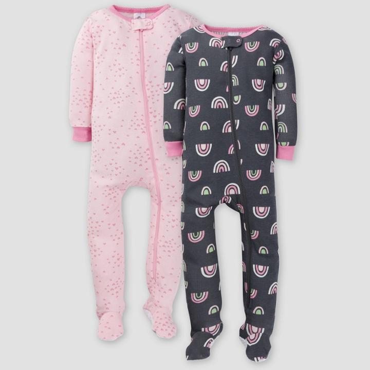 Gerber Baby Girls' 2pk Rainbow Union Suit -