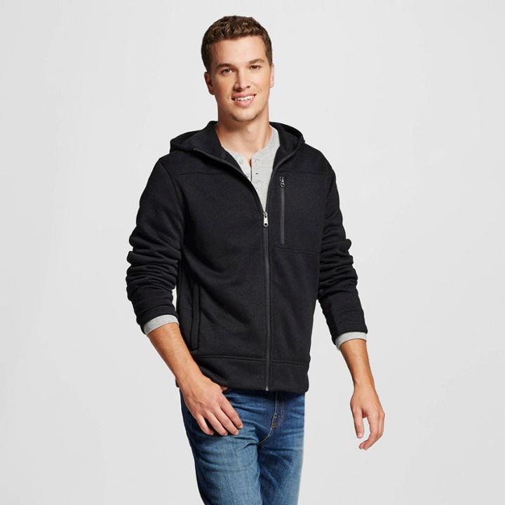 Men's Sweater Fleece Hoodie Black Xxl - Merona ,