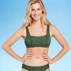 Women's Soft Cotton Ribbed Square Neck Bikini Top - Kona Sol Dark Green