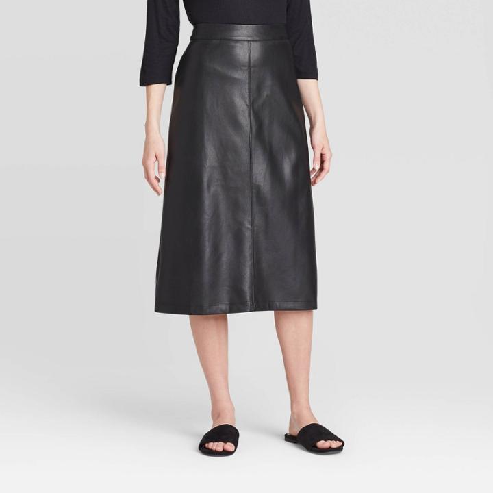 Women's A Line Midi Skirt - Prologue Black